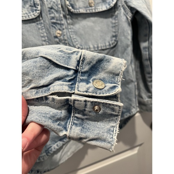 Zara Carpenter Denim Button Down Shirt with Snap Buttons XS - Picture 3 of 7